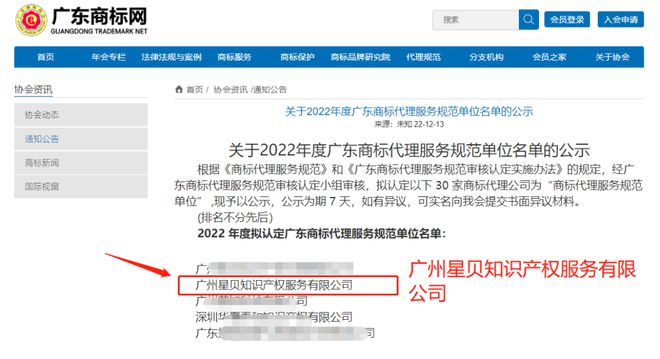 Kaiyun 开云喜讯！恭喜我司荣获“2022 年度广东商标代理服务规范单位”!