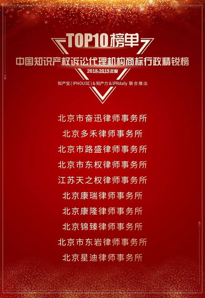 重磅发布（三） 2018-2019年度中国知识产权诉讼代理机构商标榜TOP10揭晓开云 开云体育官网(图2)